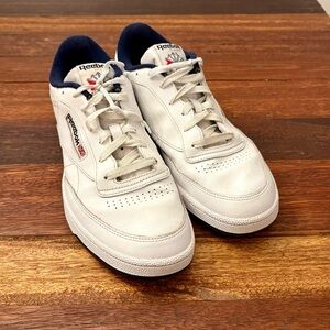 Men’s Reebok Classic White and Navy Sneakers - Size 11.5
